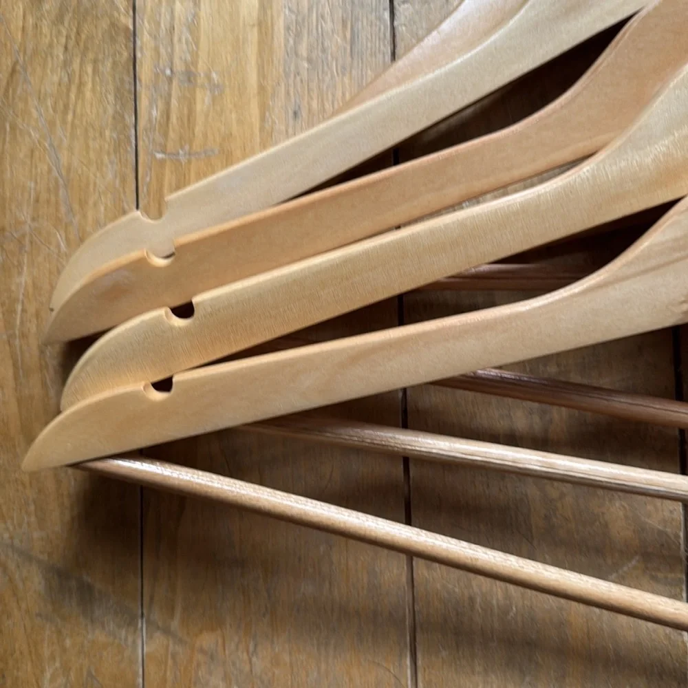 Wooden Clothes Hangers - Natural Finish Set of 5